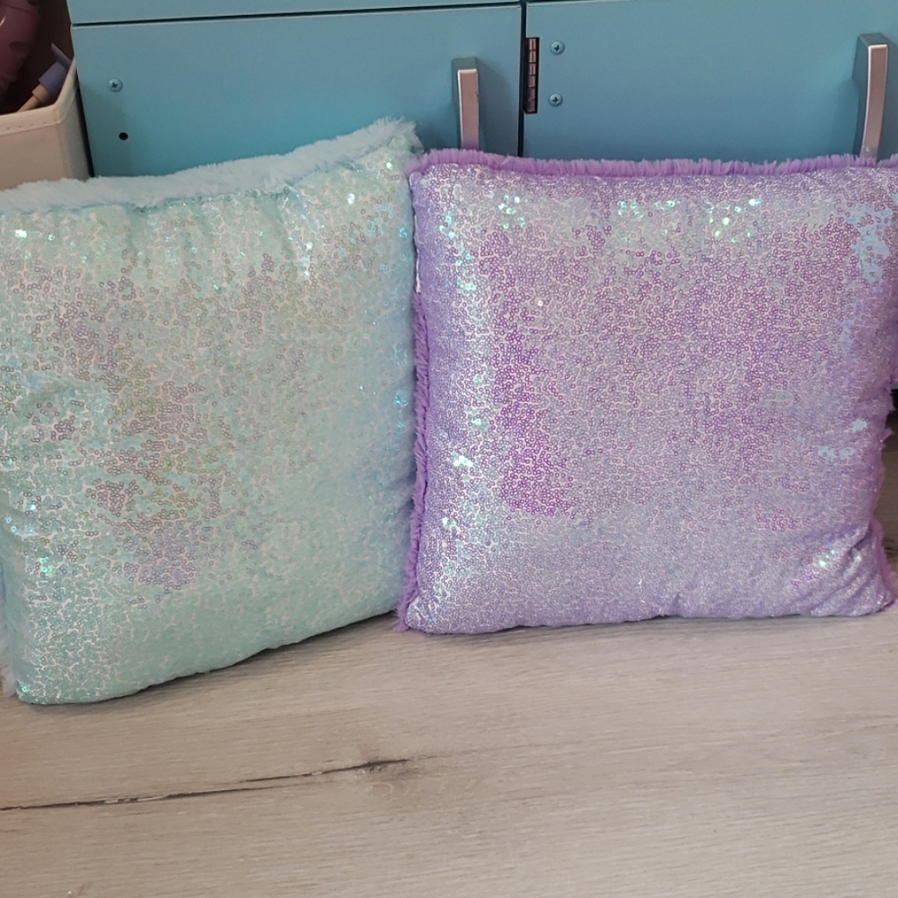 Two adorable sequin pillows